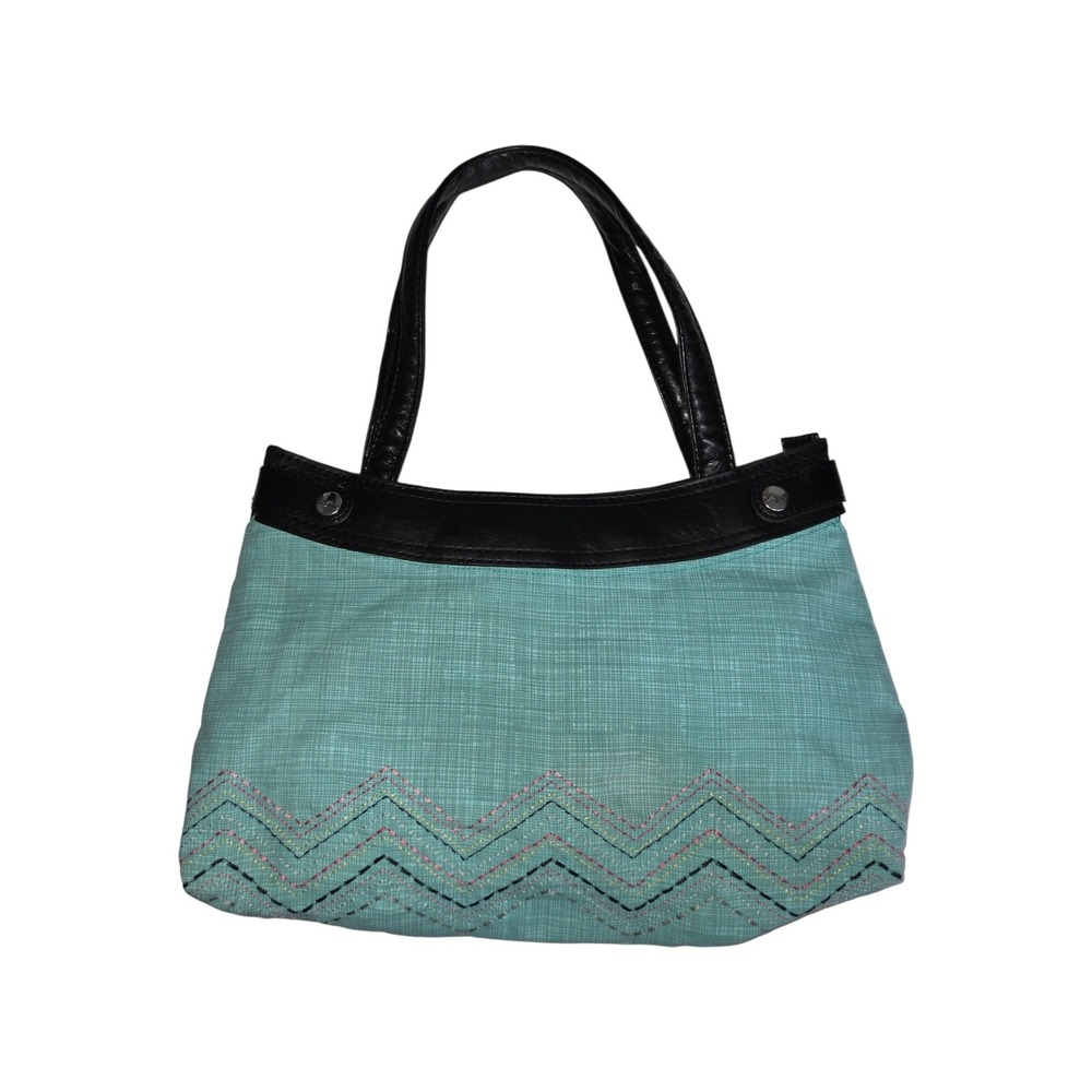 Thirty-One Teal Chevron Embroidered Interchangeable Skirt Purse